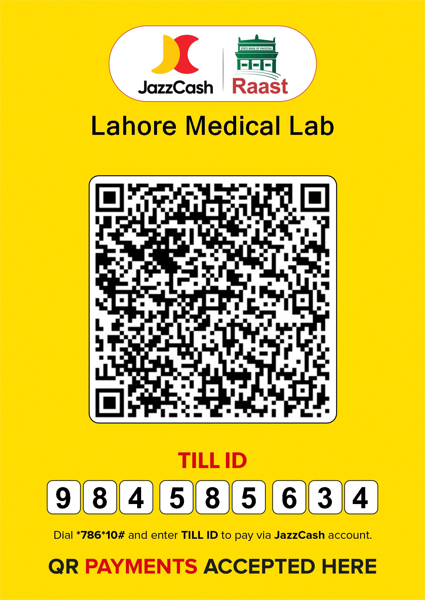 JazzCash QR for Lahore Medical Lab